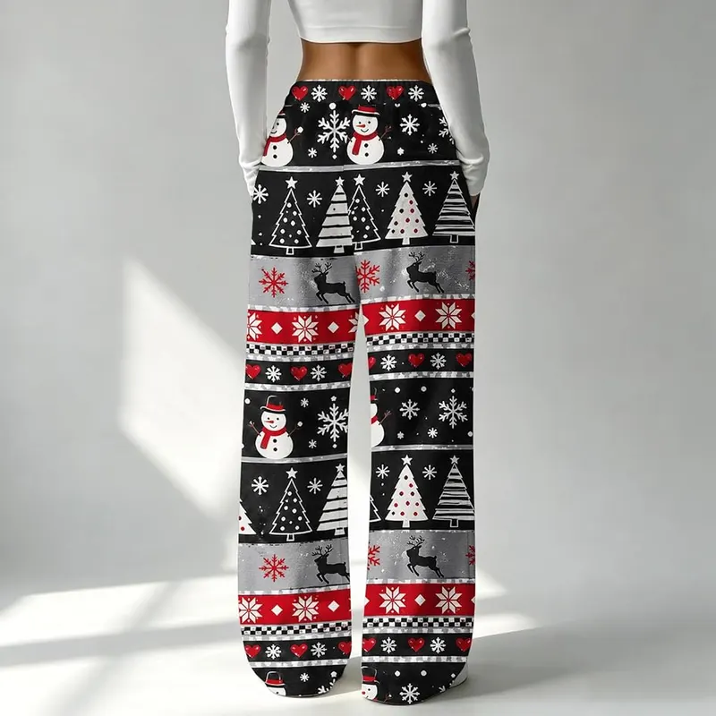 Jielayou Christmas Pajama Pants A02-black – Relaxed wide leg silhouette