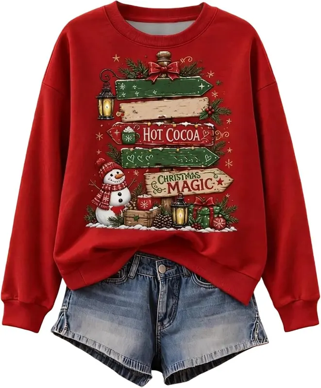Jielayou Christmas Sweatshirt A08-light Blue in A08-light Blue
