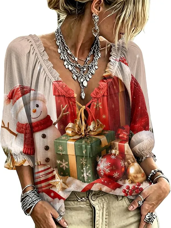 Jielayou Christmas Tops A09-wine in A09-wine