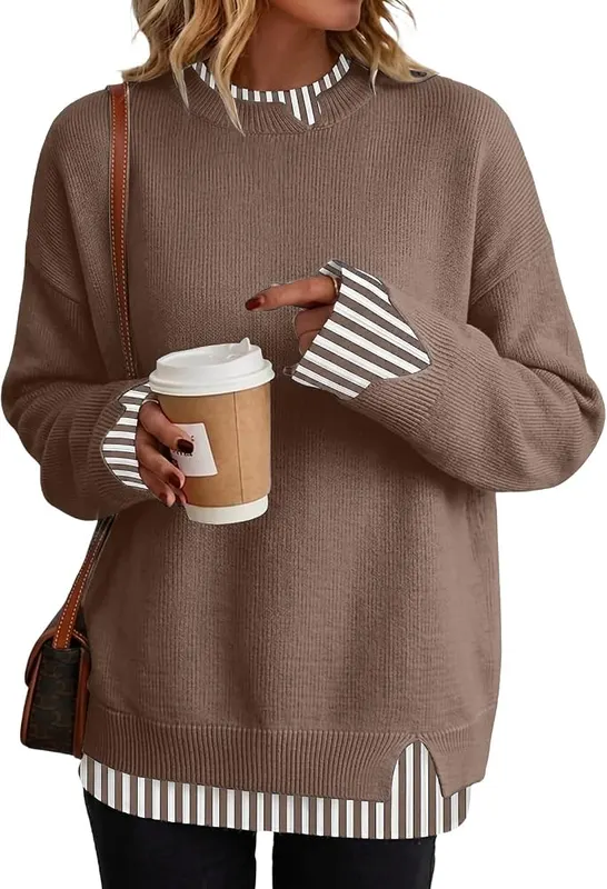 Jielayou Layered Sweaters A03-khaki in A03-khaki