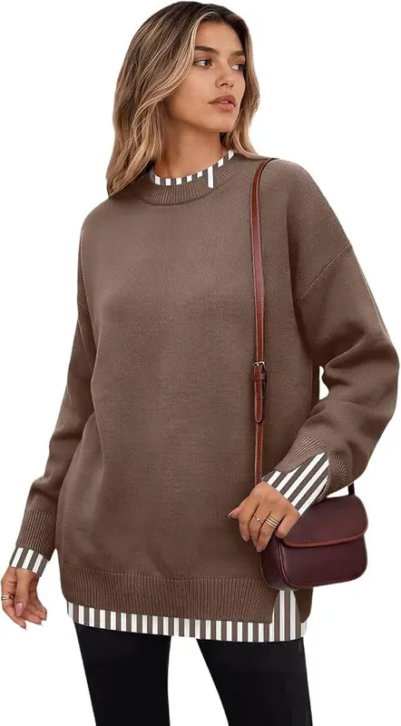 Jielayou Layered Sweaters A03-khaki – product photo 2 of 4