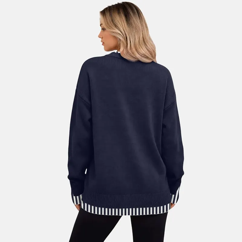 Jielayou Layered Sweaters A04-royal Blue – High Low Hem Longer At The Back