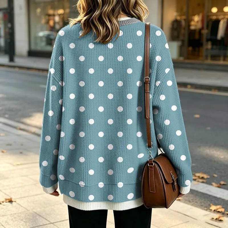 Jielayou Layered Sweatshirt A01-blue Medium – Comfortable side slit hem
