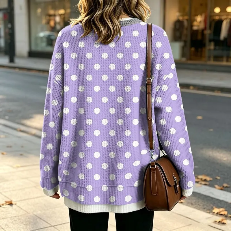 Jielayou Layered Sweatshirt A05-purple Large – Relaxed side slits at the hem