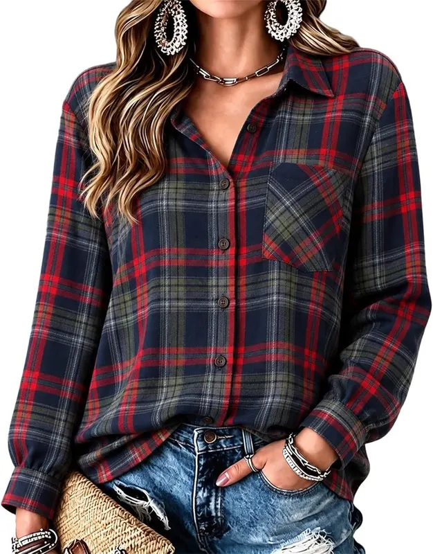 Jielayou Plaid Shirts A03-dark Gray Medium in A03-dark Gray