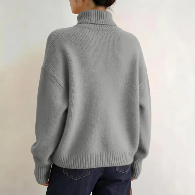 Jielayou Sweater Turtleneck A08-gray Small – Chunky Knit Texture