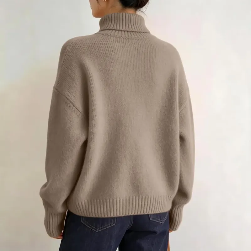 Jielayou Turtleneck Sweaters A01-camel – Chunky Knit Texture