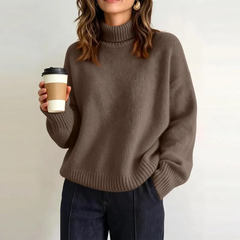 Jielayou Turtleneck Sweaters A05-coffee – Library Study Session