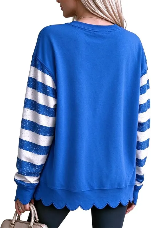 Jielayou Winter Sweatshirts A06-blue Large – Santa Print Centered On The Chest
