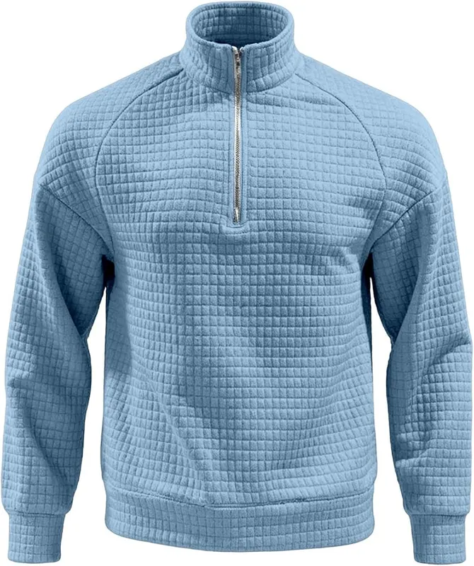 JiXiang Mens Pullover Quarter Zip Lightweight Sweatshirt – Comfortable mock neck design