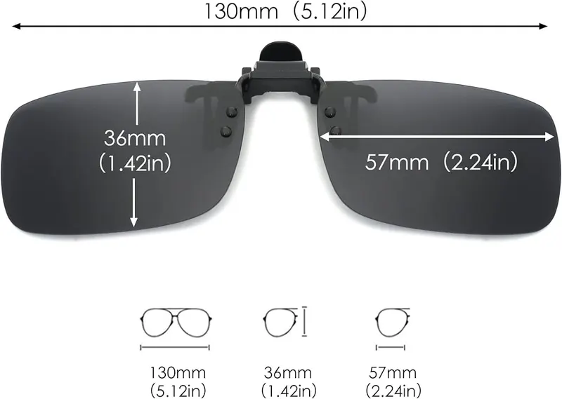 JM Polarized Clip on Sunglasses Frameless Flip – Classic Square Clip on Style - Square style