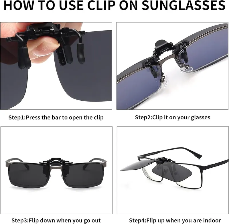 JM Polarized Clip on Sunglasses Frameless Flip – HD Polarized Lens - blocking 100% harmful sun
