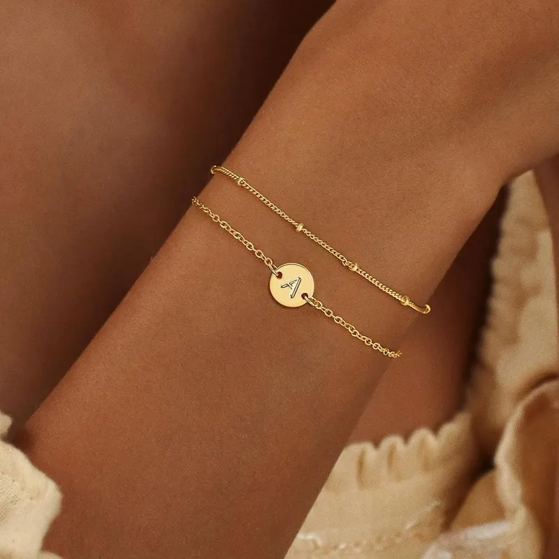 JNZSSWHJJH Bracelets Women Initial Bracelet Letter – Letter A charm option
