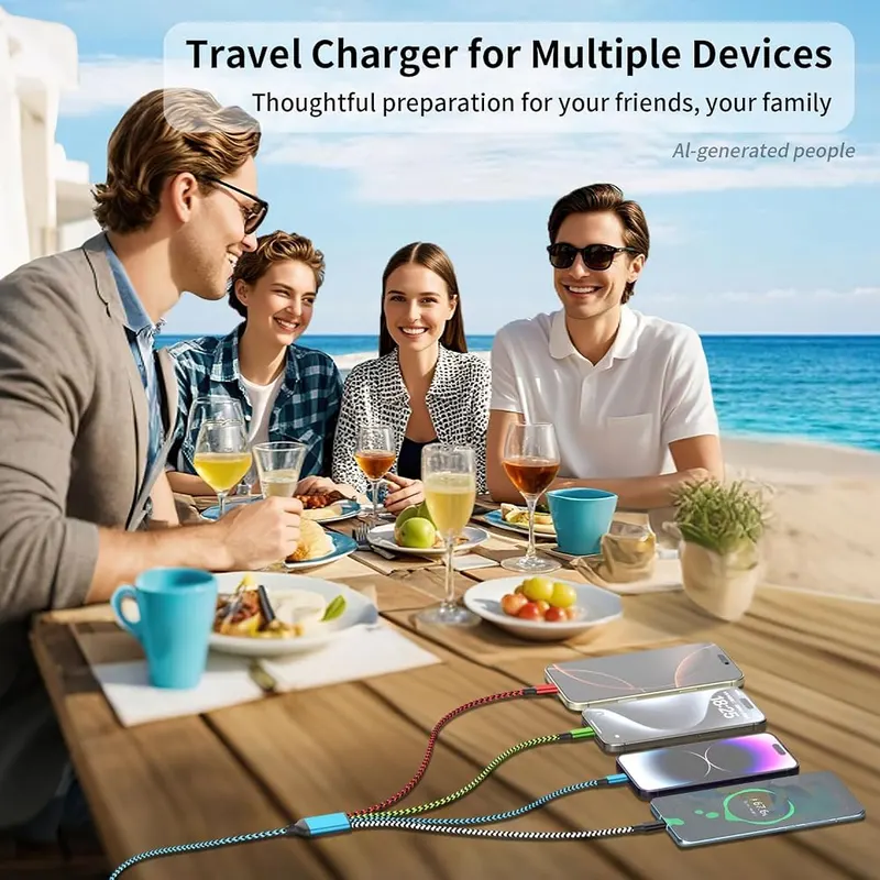 Jogrytece 4 in 2 Multi Charging Cable Green&Red&Blue&White – Four outputs on each cable