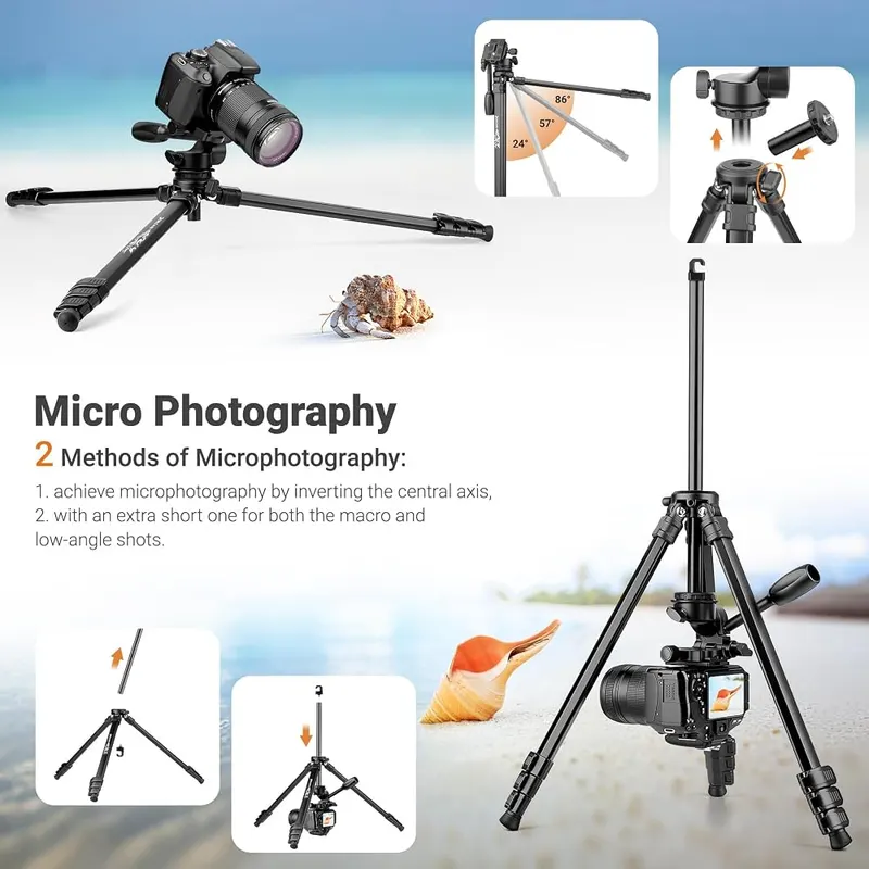JOILCAN 66″ Travel Tripod – New upgraded Camera Tripod