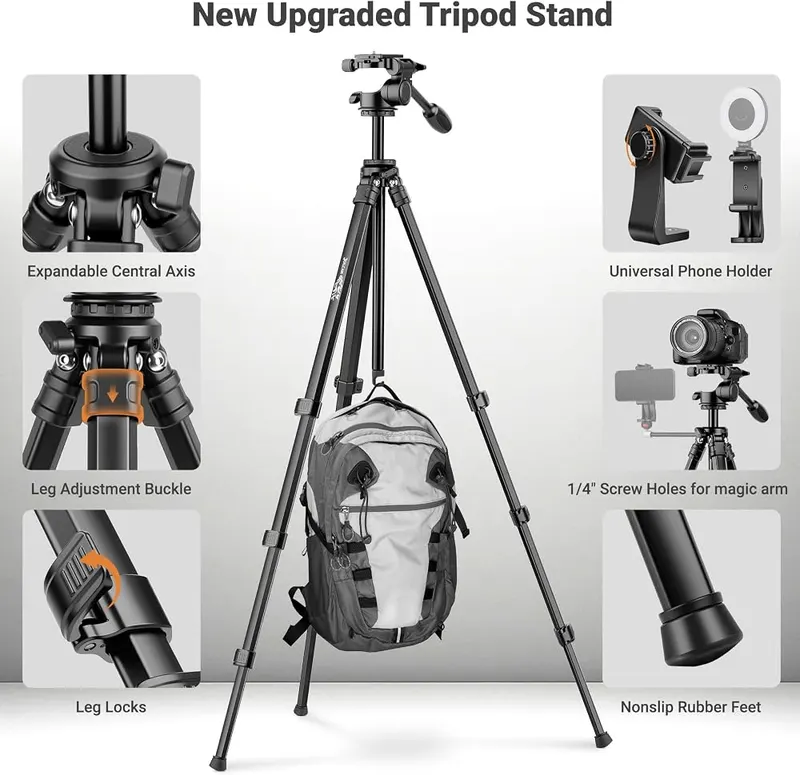 JOILCAN 66″ Travel Tripod – product photo 7 of 8