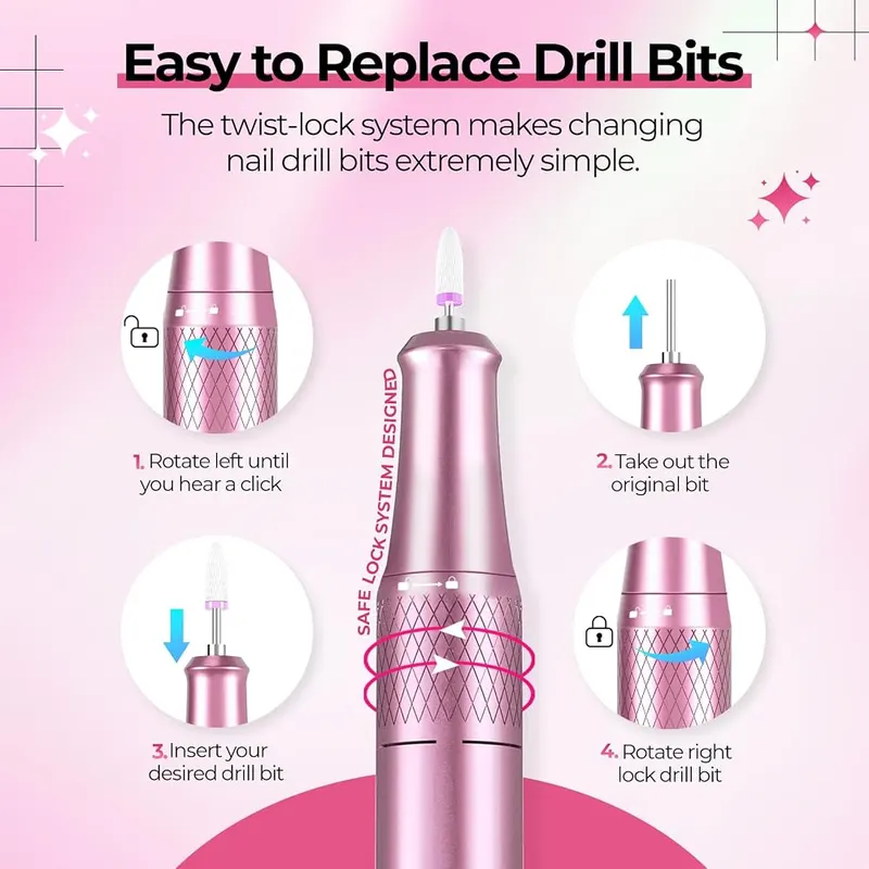 JOSGLOI 40000RPM Professional Nail Drill E-File – LCD display for speed readout