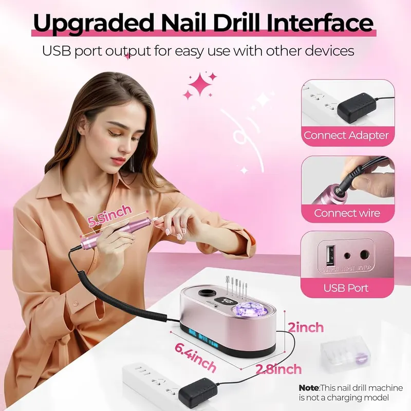 JOSGLOI 40000RPM Professional Nail Drill E-File – Made for gel polish removal