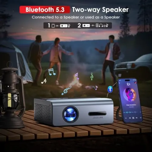 JOWLURK Projector with WiFi and Bluetooth – 450'' Projectable Size & Zoom Function