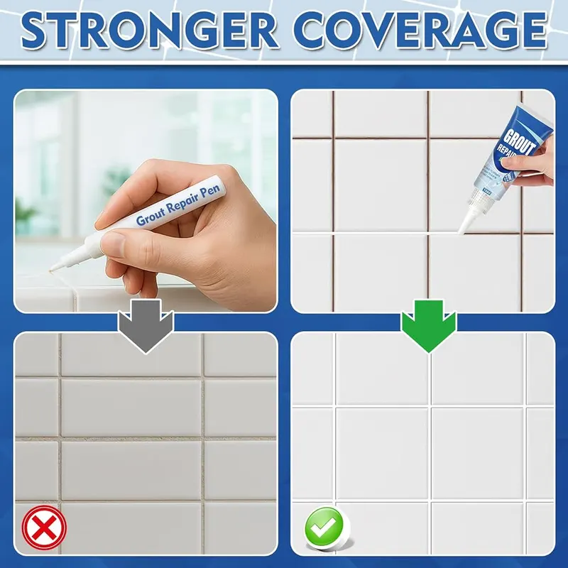 JOYAONE White Tile Grout Repair Kit – More Coverage than Grout Pen