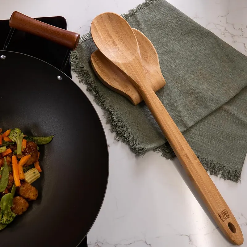 Joyce Chen Burnished Bamboo Mixing Spoon – Curved to get every last bit from