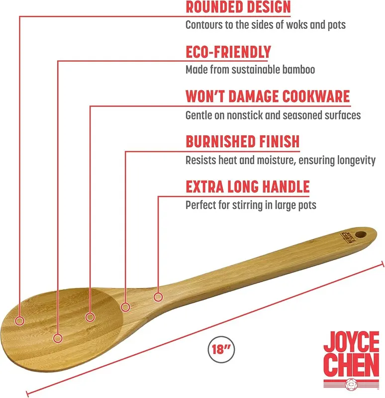 Joyce Chen Burnished Bamboo Mixing Spoon – Consiously made from sustainable, renewable bamboo