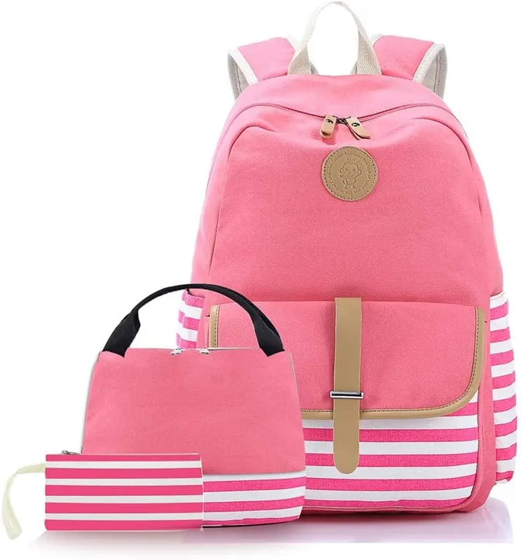 Joyfulife School Backpack Pink 3pcs in Pink 3pcs