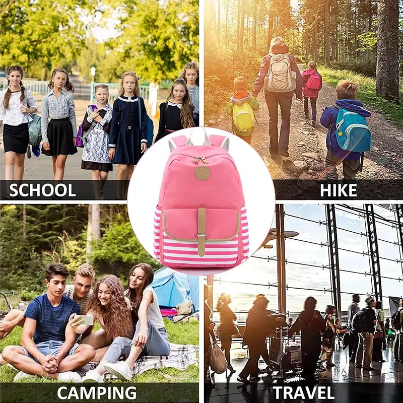 Joyfulife School Backpack Pink 3pcs – Insulated lunch box included