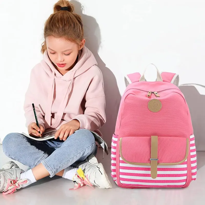 Joyfulife School Backpack Pink 3pcs – Pencil case included