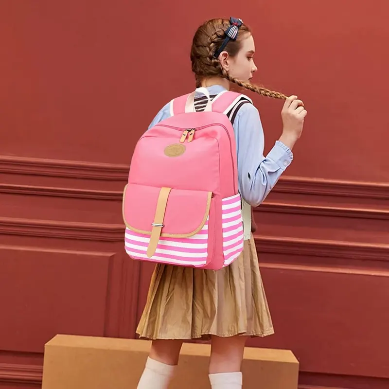 Joyfulife School Backpack Pink 3pcs – Sponge padded back and straps