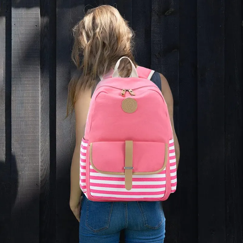 Joyfulife School Backpack Pink 3pcs – Fits a 14 inch laptop