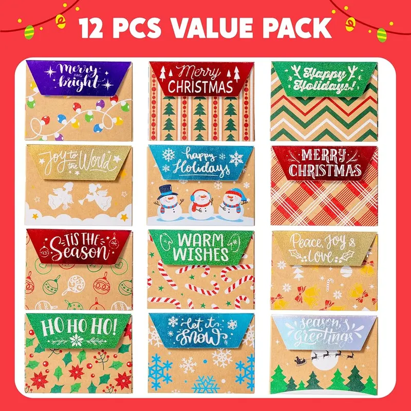 JOYIN 12PCS Gift Card Boxes Holder – Festive Design