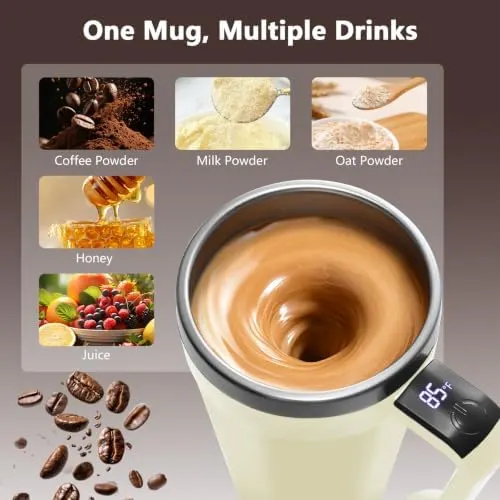 JPart Self Stirring Coffee Mug – Splash-Resistant Lid & Non-Slip Base
