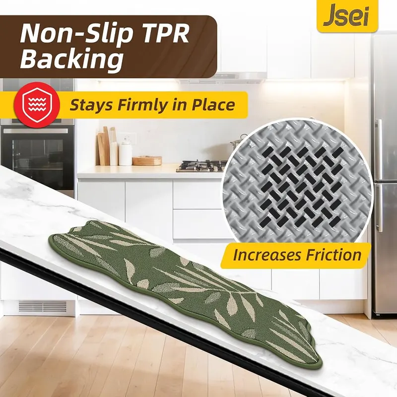 JSEI 3D Leaf Scalloped Kitchen Rugs – Absorbent polypropylene pile
