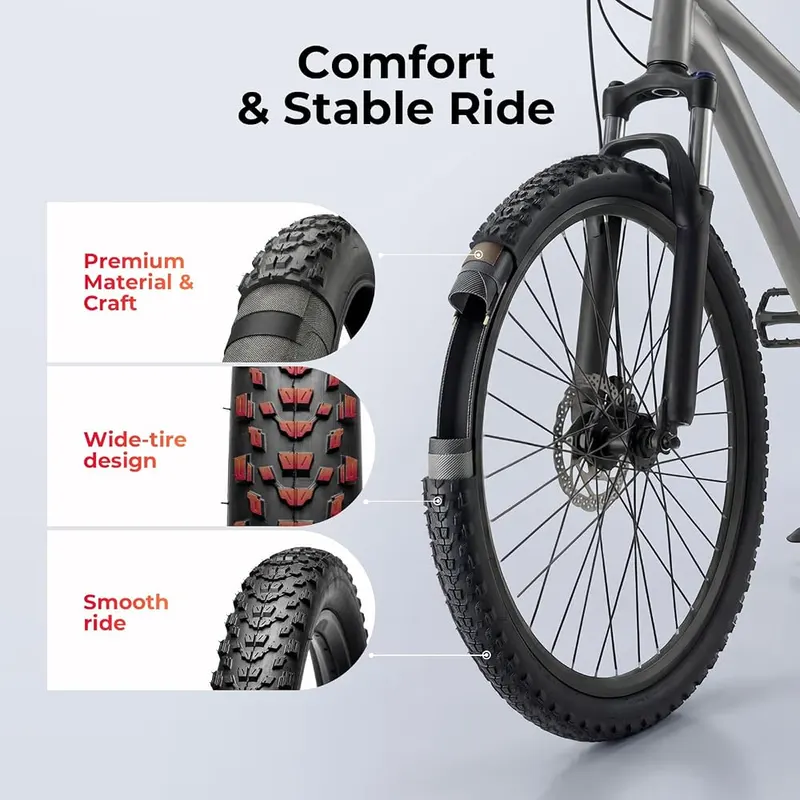 JUCEO 26×2.2 Mountain Bike Tires – All-Terrain Durability & Precise PSI Guidance