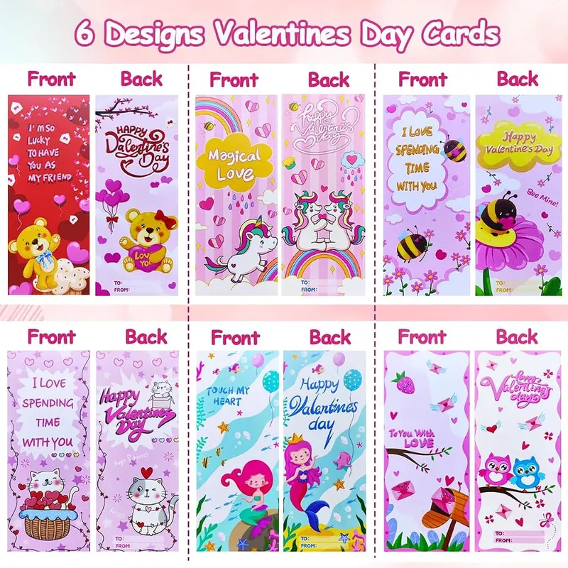 JUNQIU 24 Pack Valentines Day Cards – 144 sheets in total