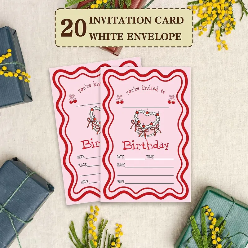 JUPXB Pink Cherry Birthday Invitation – Package