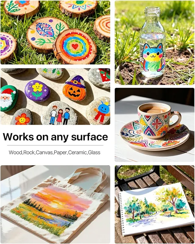 JusArt Acrylic Paint Markers 24 Colors – No shaking or pumping needed