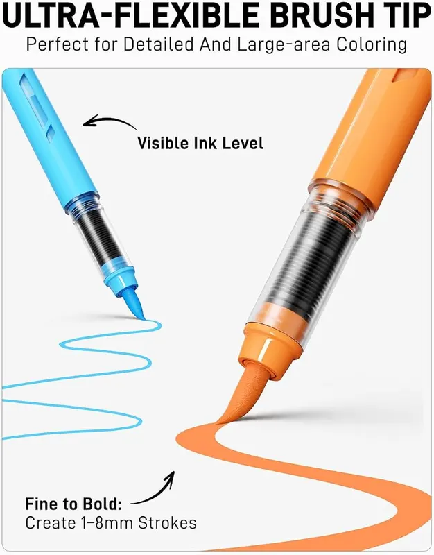 JusArt Acrylic Paint Markers – Flexible brush-style tips