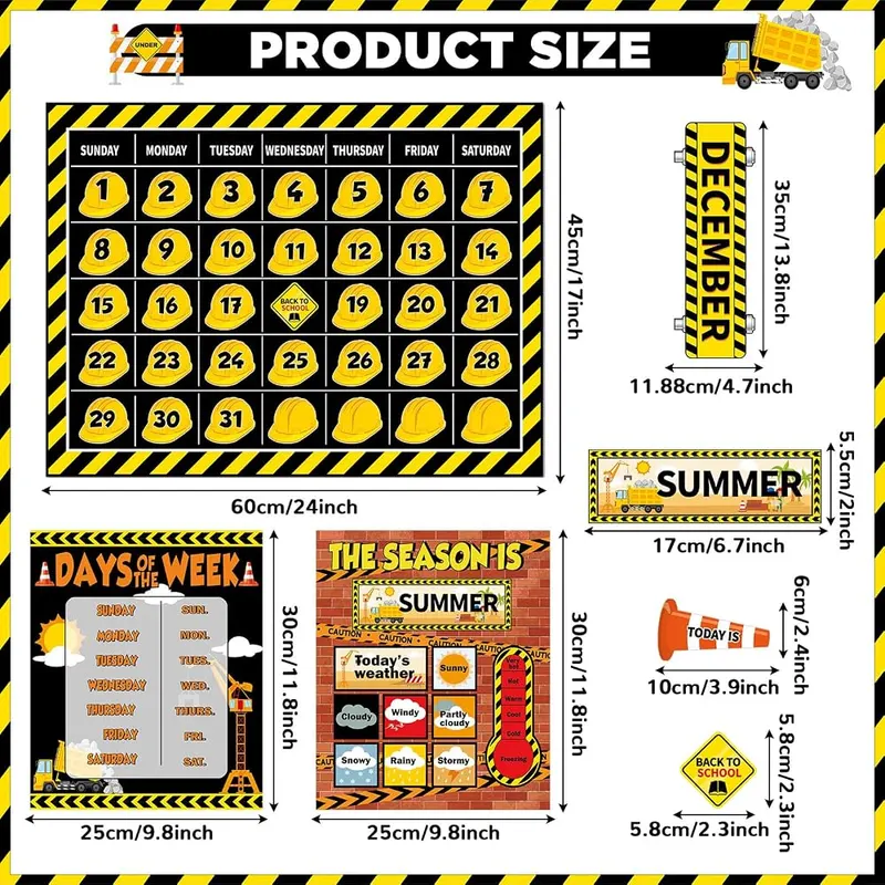 Justforjoyful Construction Calendar Bulletin Board Set – Construction theme calendar design