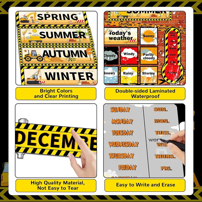 Justforjoyful Construction Calendar Bulletin Board Set – Easy to use
