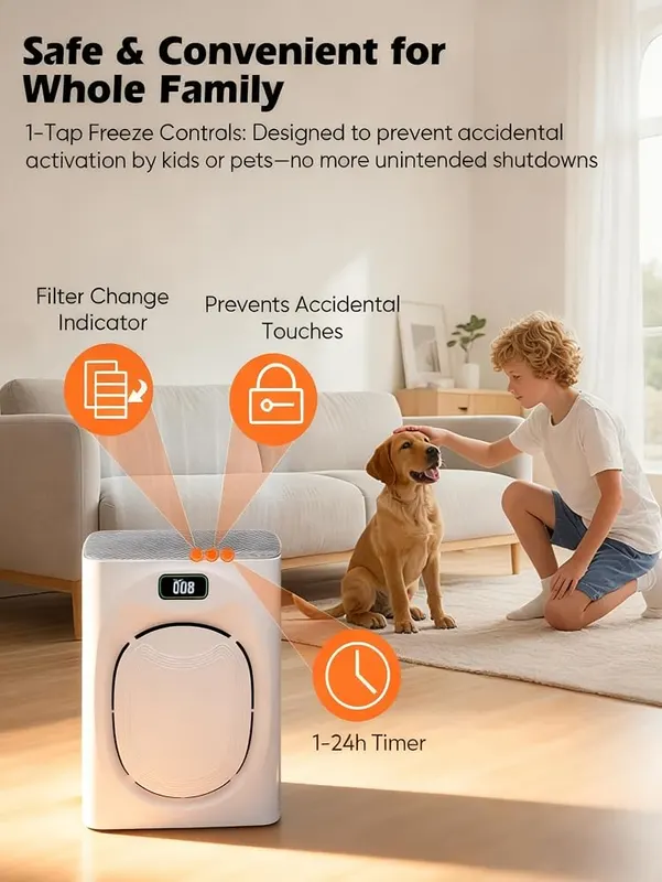 JVO Pet Hair Air Purifier – 22 dB quiet operation