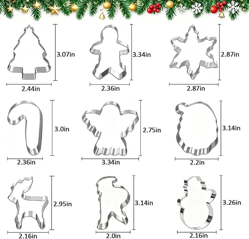 JZILU Christmas Cookie Cutters Set – Stainless steel construction