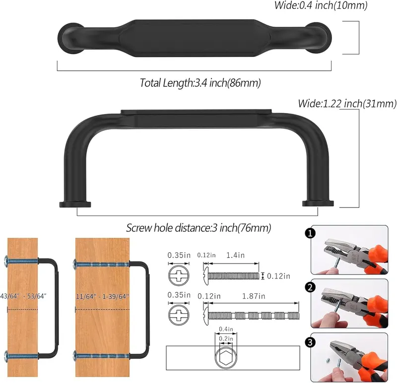 Kakapola 10 Pack 3 Inch Matte Black – product photo 2 of 6