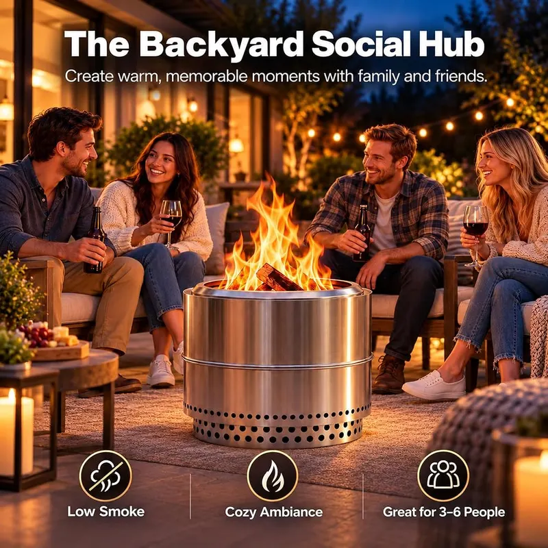 KamerOut 20 Inch Smokeless Fire Pit – Smokeless Fire Pit for Outdoor Gatherings