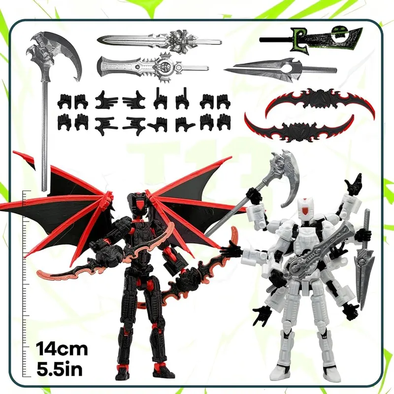 KAMOVNY 3D Printed Multi-Joint Action Figure 2PCS – Fully Poseable & Multi-Jointed
