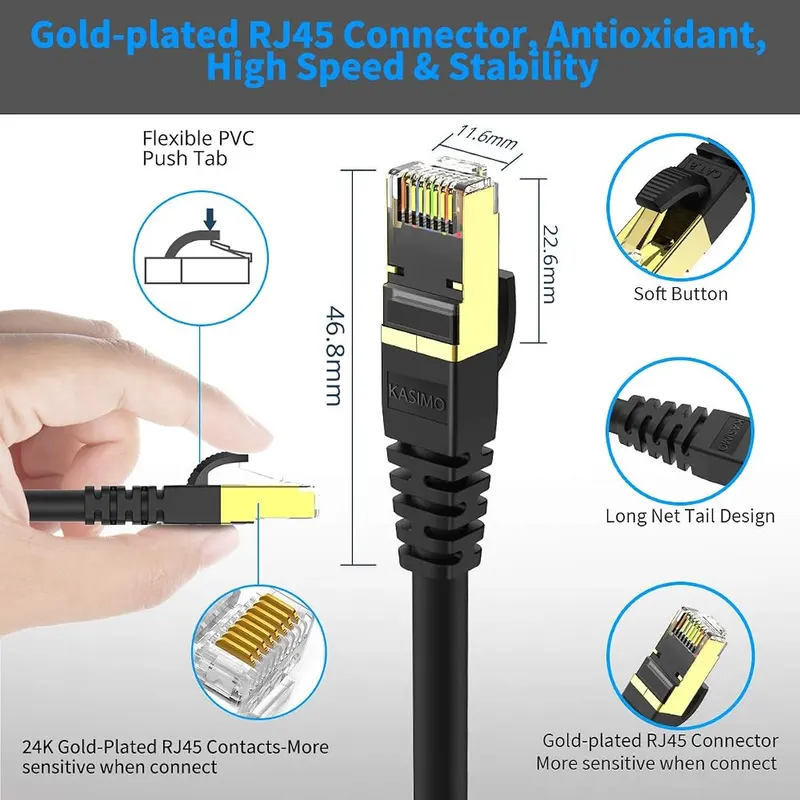 KASIMO CAT 8 Ethernet Cable Shielded SFTP RJ45 – product photo 7 of 9