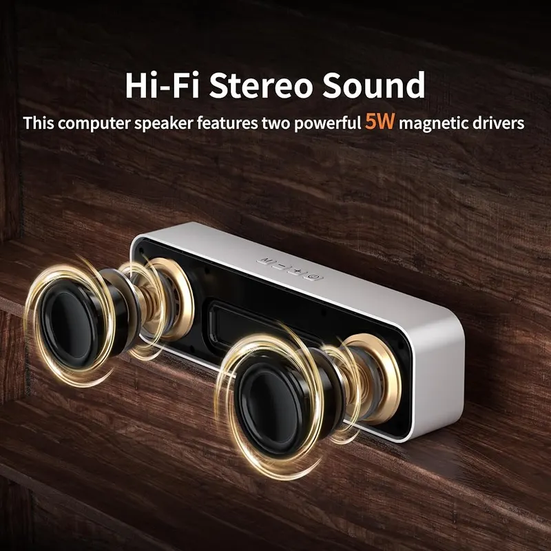KASOHQEE Computer Speakers 5.3/3.5mm – Compact under-monitor soundbar speaker