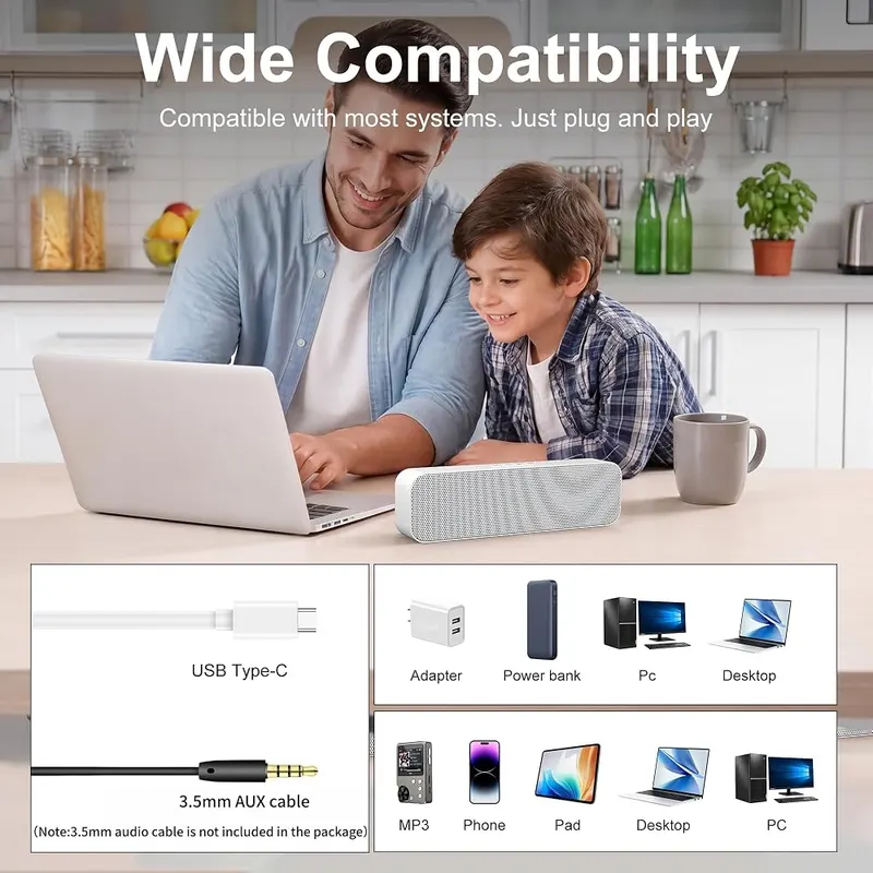 KASOHQEE Computer Speakers 5.3/3.5mm – 3.5mm AUX and USB inputs