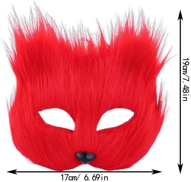 KELINFONG Fur Fox Halloween Mask – Fluffy pink faux fur texture